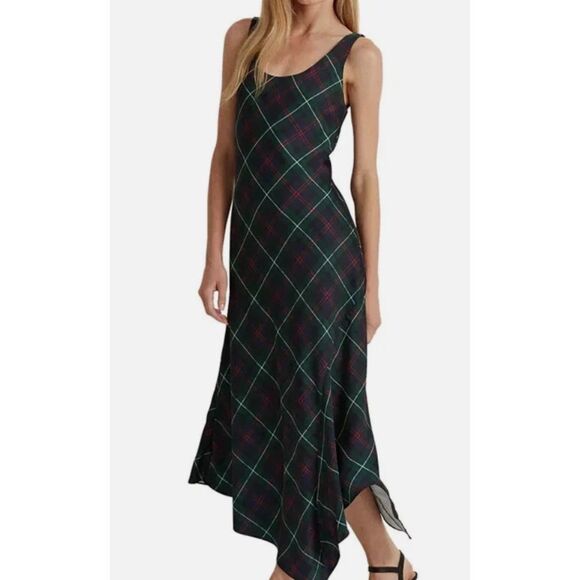 Lauren Ralph Lauren Dresses & Skirts - Lauren Ralph Lauren Tartan Sleeveless Asymmetrical Slip Dress Alterations Size 4